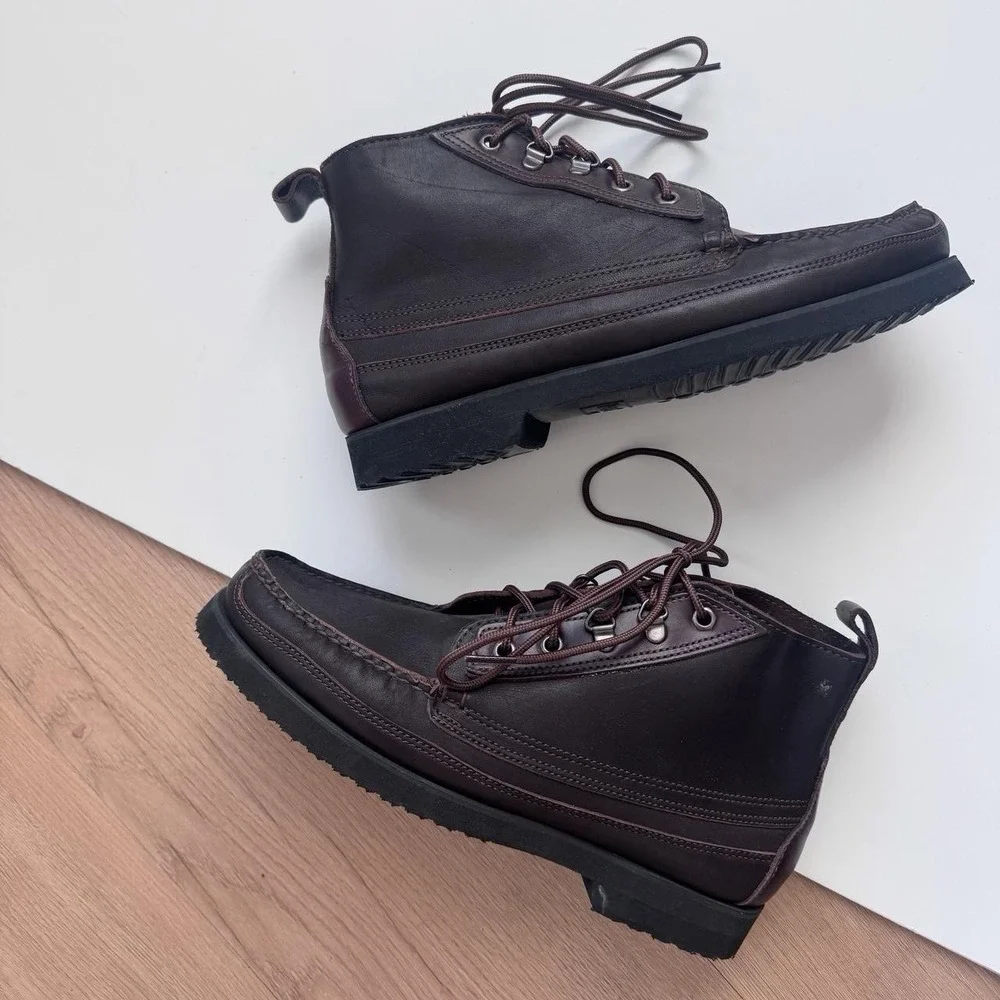 Dexter Brown Leather Boots 9 Lace Up Ankle Preppy Minimalist Classic Vintage 90s
